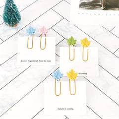 10pcs Maple Leaf Paper Clip Bag Shaping Pin Hardware Bookmark Clip
