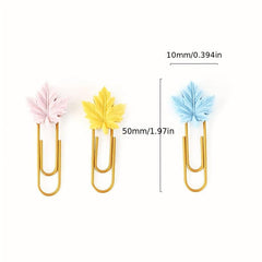 10pcs Maple Leaf Paper Clip Bag Shaping Pin Hardware Bookmark Clip