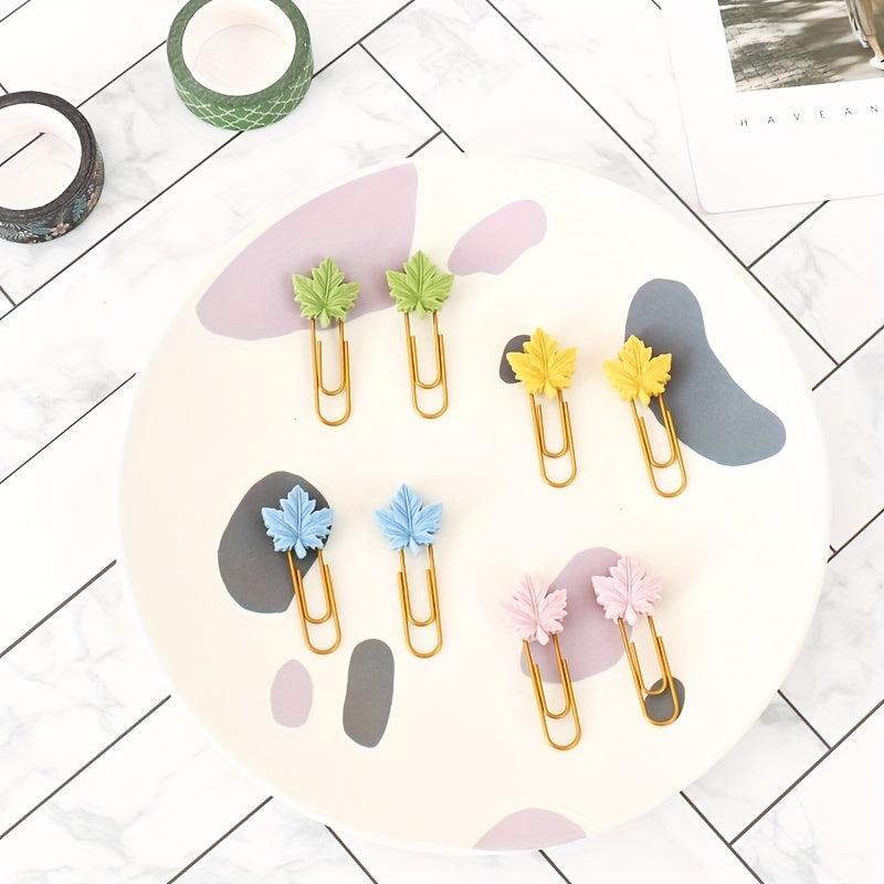 10pcs Maple Leaf Paper Clip Bag Shaping Pin Hardware Bookmark Clip
