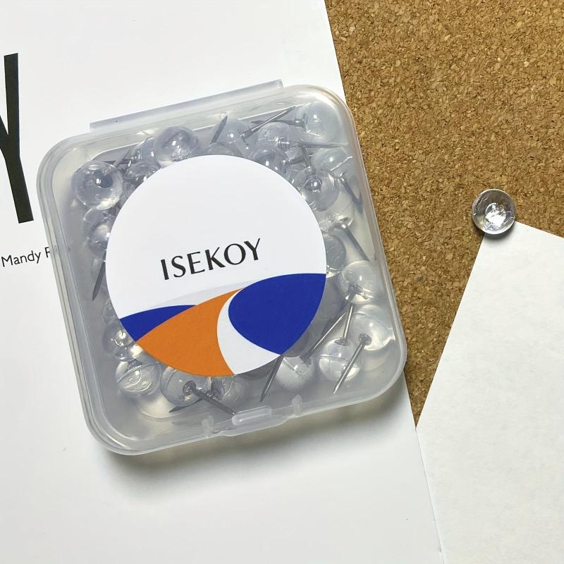 50 Clear Push Pins Thumb Tacks for Bulletin Board Cork Wall Hangings