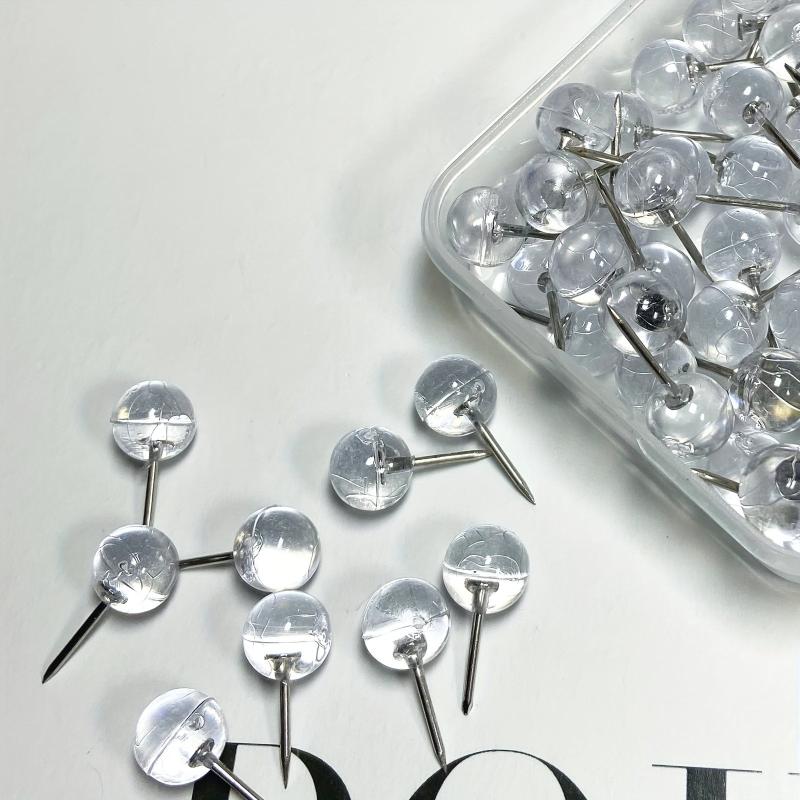 50 Clear Push Pins Thumb Tacks for Bulletin Board Cork Wall Hangings