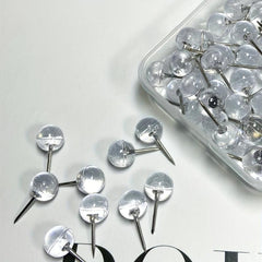 50 Clear Push Pins Thumb Tacks for Bulletin Board Cork Wall Hangings