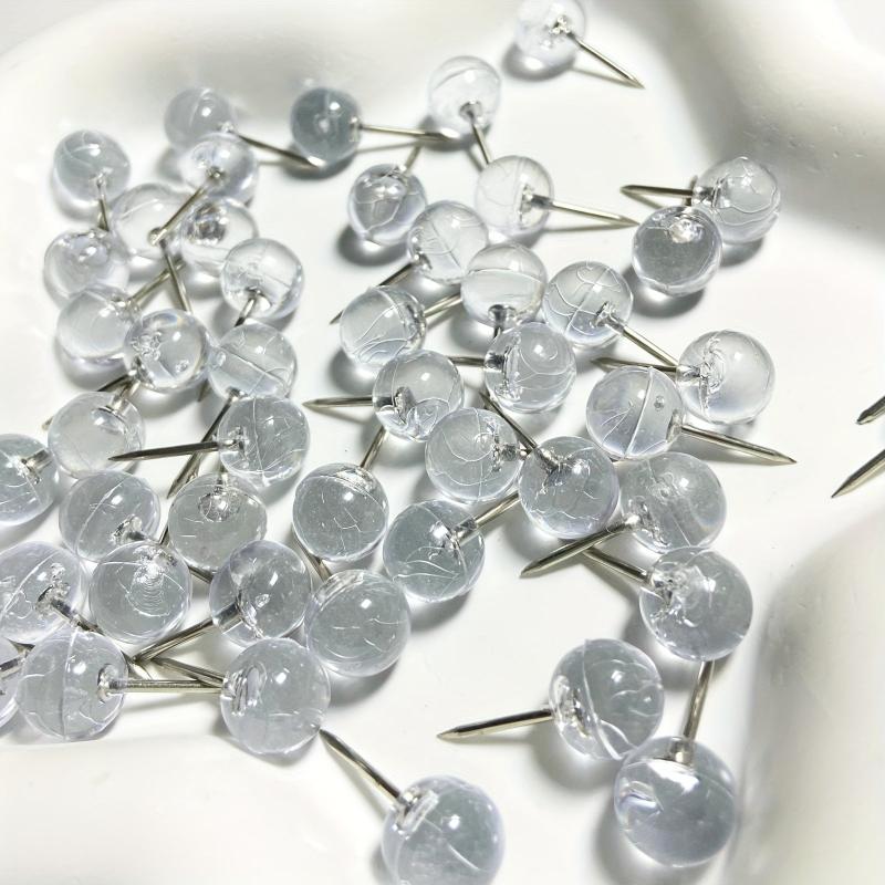50 Clear Push Pins Thumb Tacks for Bulletin Board Cork Wall Hangings