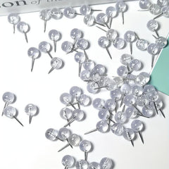 50 Clear Push Pins Thumb Tacks for Bulletin Board Cork Wall Hangings