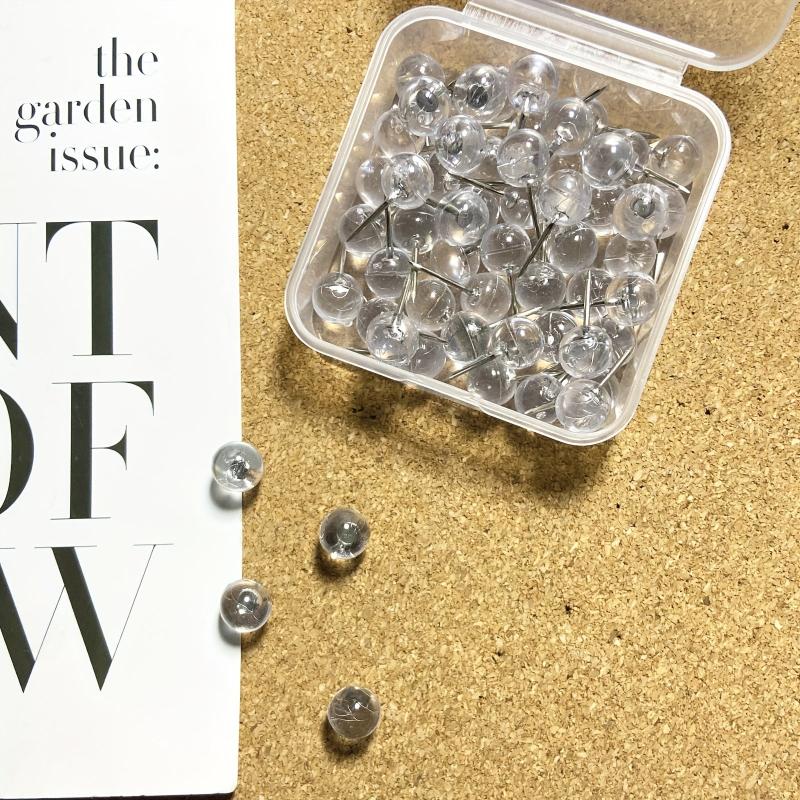 50 Clear Push Pins Thumb Tacks for Bulletin Board Cork Wall Hangings