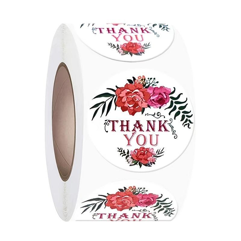 500 Round Flower Thank You Stickers Roll Sealing Stickers