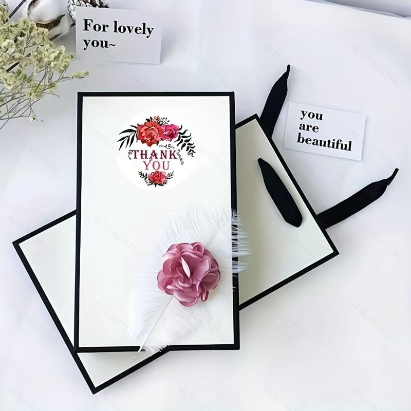 500 Round Flower Thank You Stickers Roll Sealing Stickers