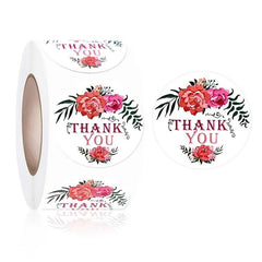 500 Round Flower Thank You Stickers Roll Sealing Stickers