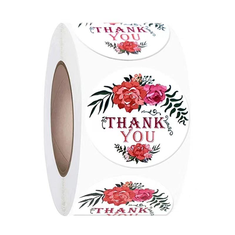 500 Round Flower Thank You Stickers Roll Sealing Stickers