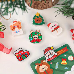 1pc Cartoon Christmas Acrylic Clip DIY Snack Seal Open Clip