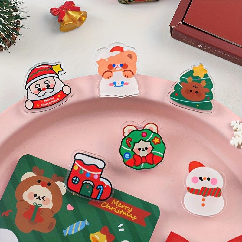 1pc Cartoon Christmas Acrylic Clip DIY Snack Seal Open Clip
