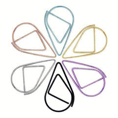 14pcs Water Drop Shaped Paper Clips Metal Bookmarks Message Holder