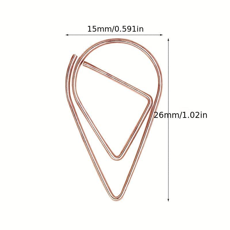 14pcs Water Drop Shaped Paper Clips Metal Bookmarks Message Holder