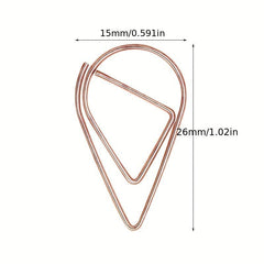 14pcs Water Drop Shaped Paper Clips Metal Bookmarks Message Holder