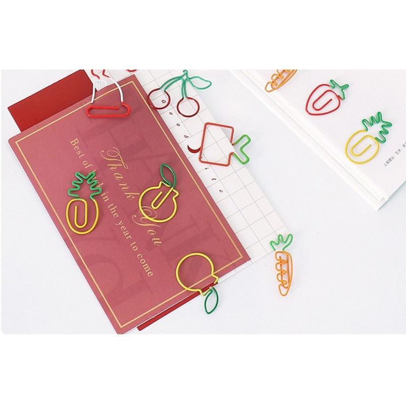 10pcs Fruit & Christmas Shaped Paper Clips, Office & Student Stationery