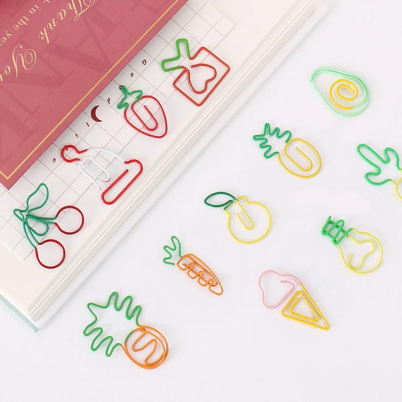 10pcs Fruit & Christmas Shaped Paper Clips, Office & Student Stationery