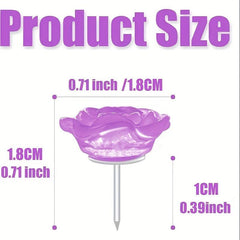20 Pcs Resin Rose Flower Push Pin Colorful Flower Cork Board Pin