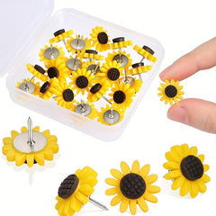 40pcs Sunflower Push Pins Cork Board Desk Decor Office Thumbtacks