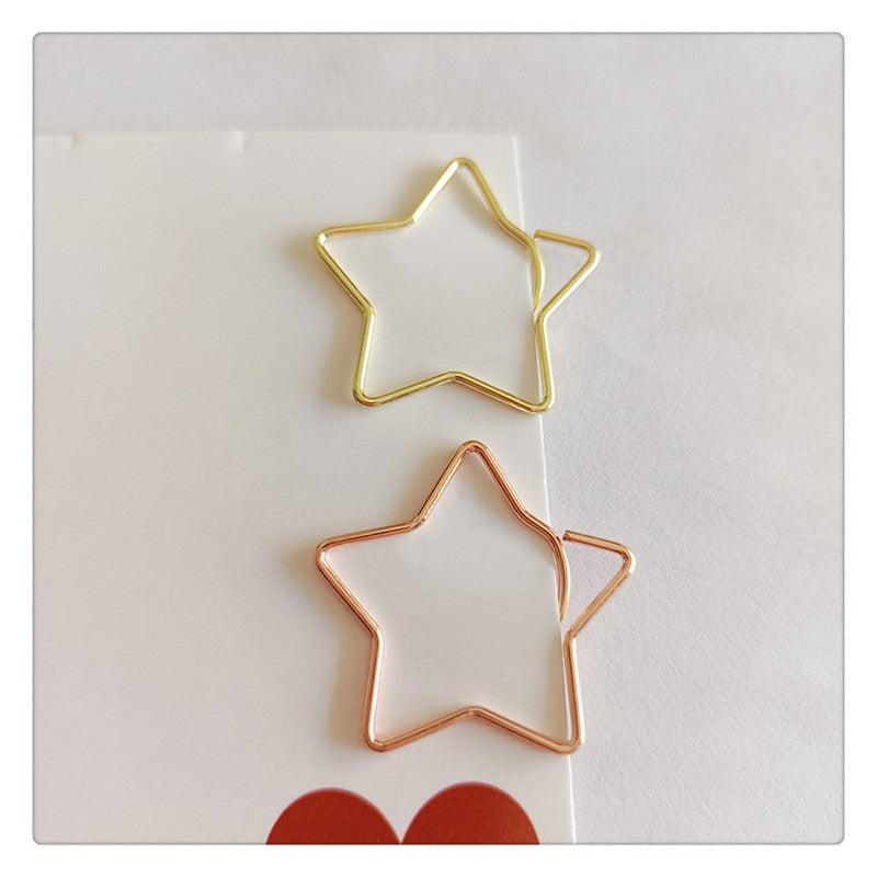 20pcs Moon And Stars Metal Paper Clips Bookmarks Office School Stationery