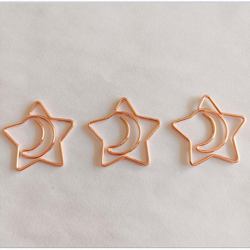 20pcs Moon And Stars Metal Paper Clips Bookmarks Office School Stationery