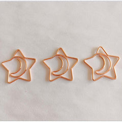 20pcs Moon And Stars Metal Paper Clips Bookmarks Office School Stationery