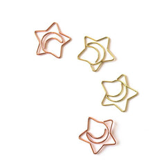 20pcs Moon And Stars Metal Paper Clips Bookmarks Office School Stationery