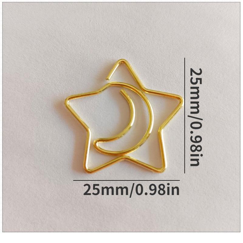20pcs Moon And Stars Metal Paper Clips Bookmarks Office School Stationery