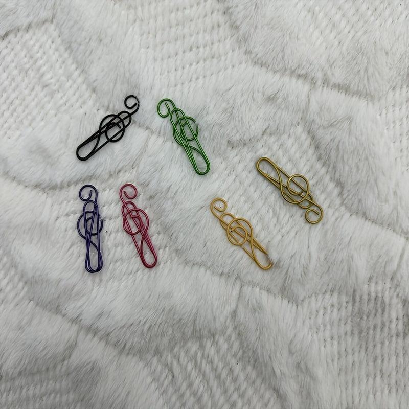6pcs Musical Note Paper Clip Colorful Bookmark Office Supplies