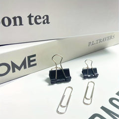 100pcs Paper Clips & Binder Clips Set 32mm Medium, 19mm Small, 15mm Mini