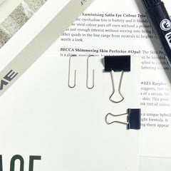 100pcs Paper Clips & Binder Clips Set 32mm Medium, 19mm Small, 15mm Mini
