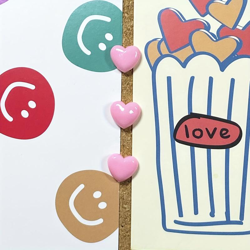 50 Heart Shaped Push Pins for Bulletin Board - Colored Desk Tacks