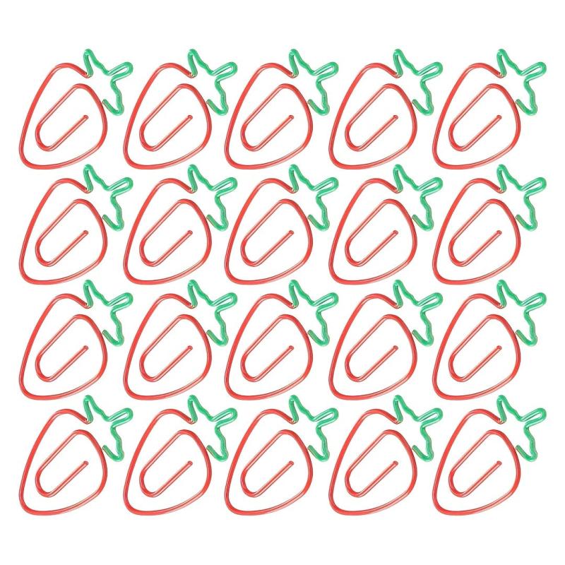 10pcs Strawberry Paper Clips Colorful Funny Copper Bookmarks Office Supplies