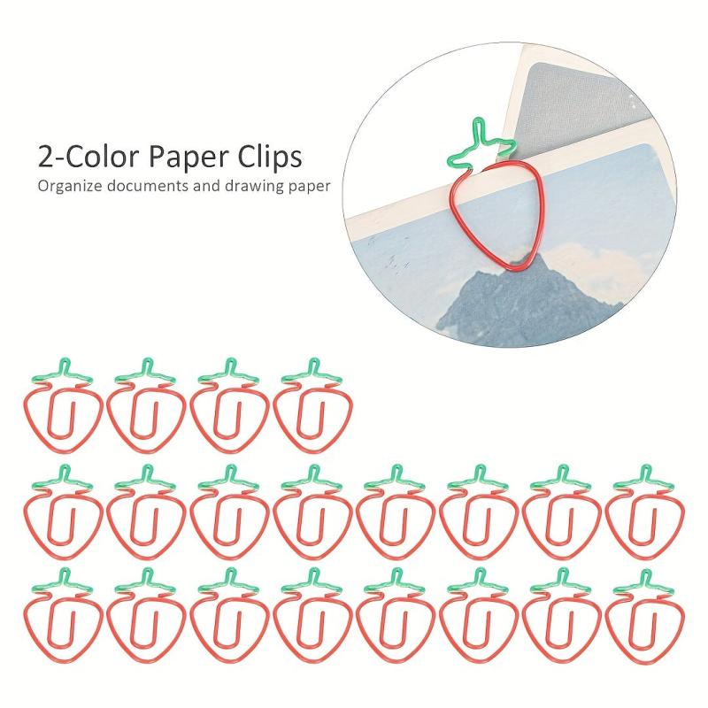 10pcs Strawberry Paper Clips Colorful Funny Copper Bookmarks Office Supplies