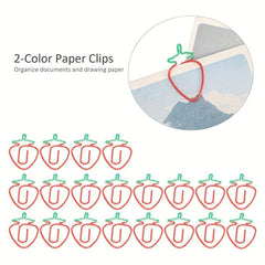 10pcs Strawberry Paper Clips Colorful Funny Copper Bookmarks Office Supplies