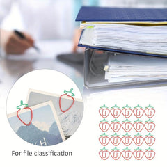 10pcs Strawberry Paper Clips Colorful Funny Copper Bookmarks Office Supplies
