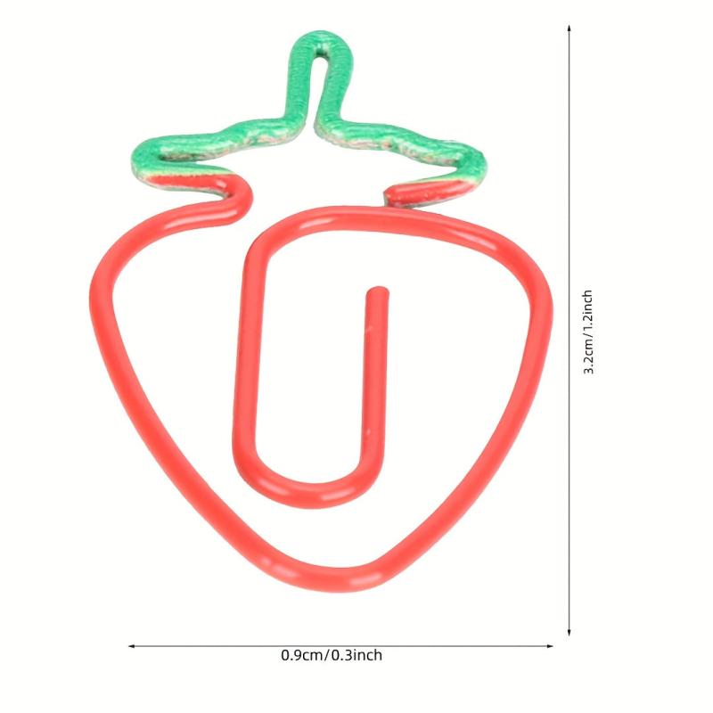 10pcs Strawberry Paper Clips Colorful Funny Copper Bookmarks Office Supplies