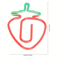 10pcs Strawberry Paper Clips Colorful Funny Copper Bookmarks Office Supplies