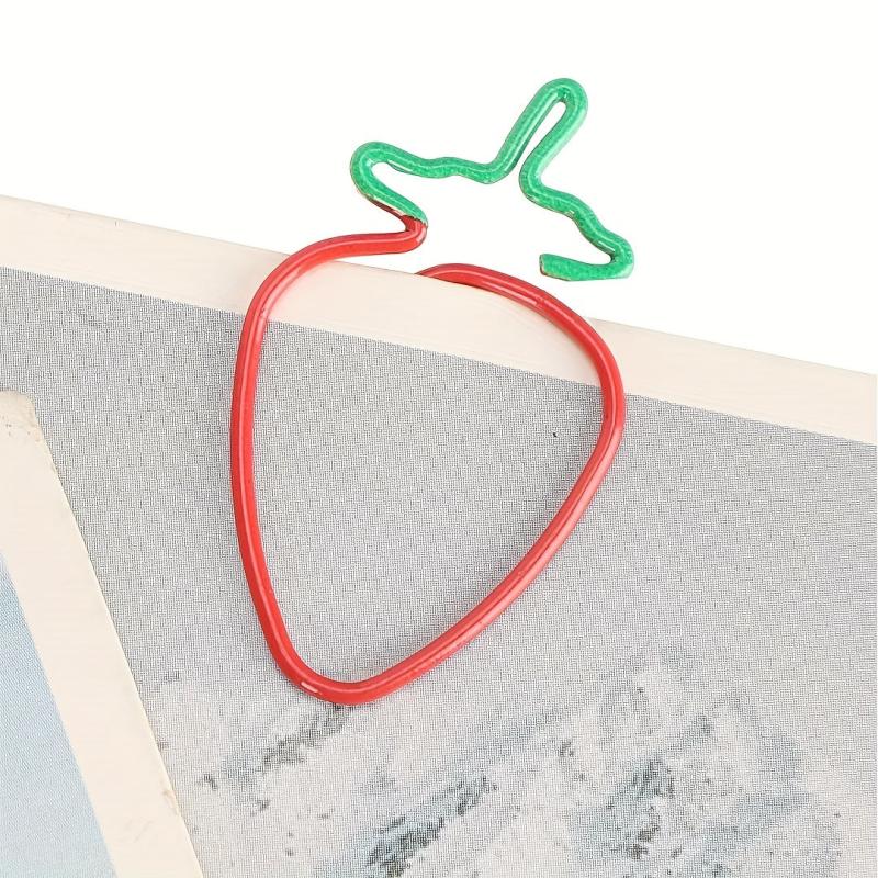 10pcs Strawberry Paper Clips Colorful Funny Copper Bookmarks Office Supplies