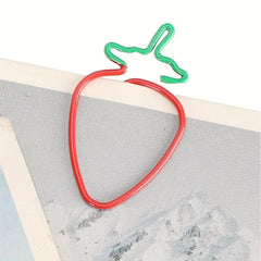 10pcs Strawberry Paper Clips Colorful Funny Copper Bookmarks Office Supplies