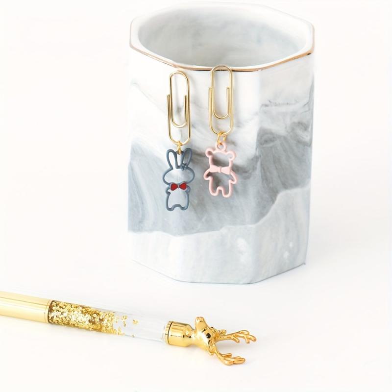 10pcs Cartoon Animal Bow Tie Bunny Bear Paper Clips