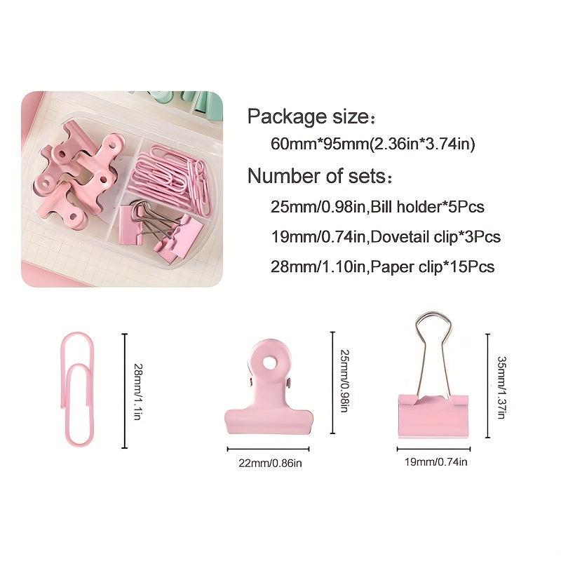 23pcs Clip Set Paper Clips Ticket Holders Binder Clips Boxed Combo Office Suppli