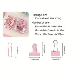 23pcs Clip Set Paper Clips Ticket Holders Binder Clips Boxed Combo Office Suppli