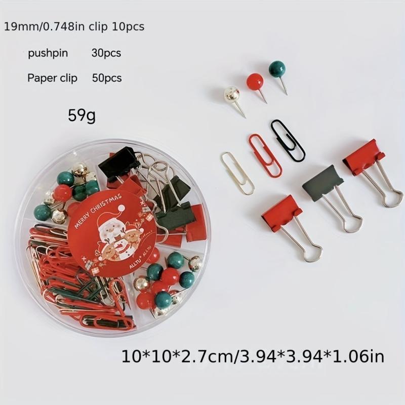 Christmas Style Pushpins Paper Clips Assorted Colors 100-Count