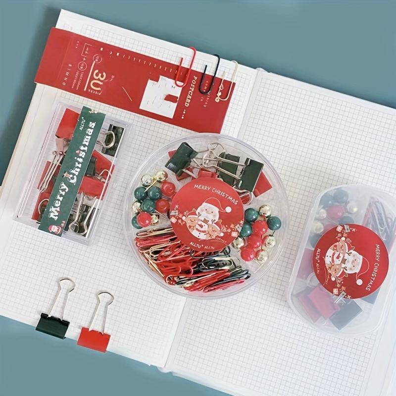 Christmas Style Pushpins Paper Clips Assorted Colors 100-Count