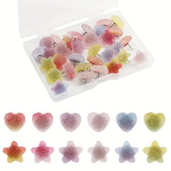 32 Plastic Decorative Push Pins for Walls Office Hanging Posters
