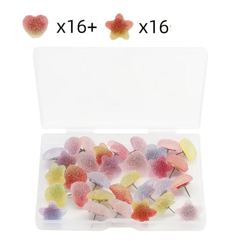 32 Plastic Decorative Push Pins for Walls Office Hanging Posters
