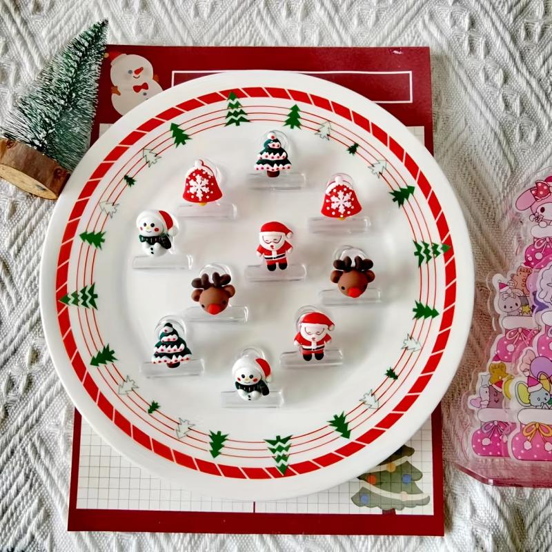 10pcs Mixed Small Clip Red Long Tail Clip Christmas Version Student Stationery