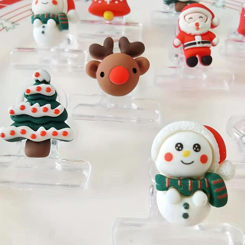 10pcs Mixed Small Clip Red Long Tail Clip Christmas Version Student Stationery