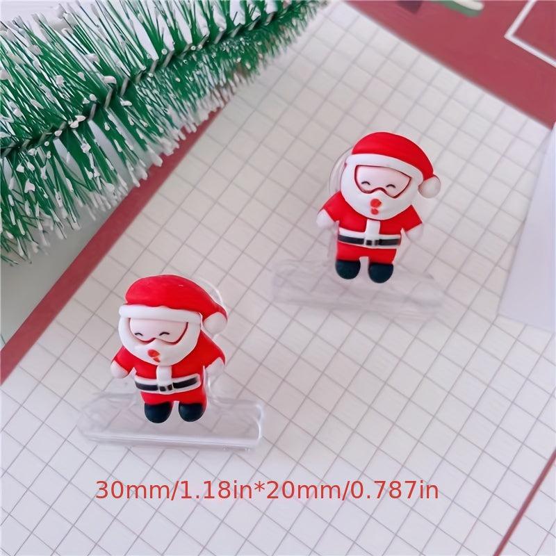 10pcs Mixed Small Clip Red Long Tail Clip Christmas Version Student Stationery
