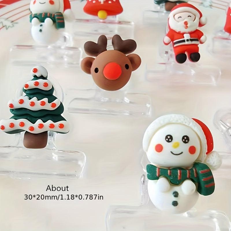 10pcs Mixed Small Clip Red Long Tail Clip Christmas Version Student Stationery